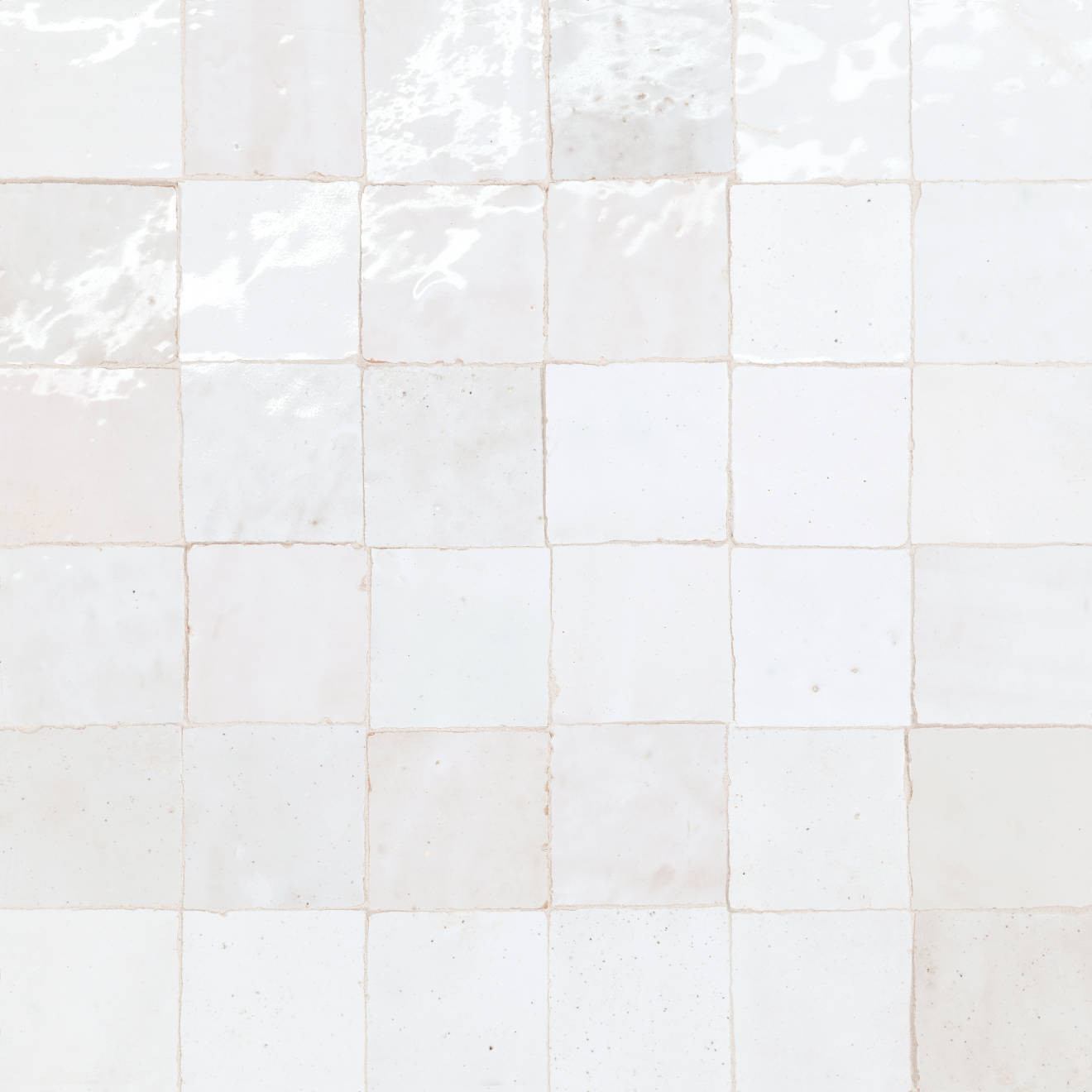 Zagora 2" x 2" Glossy Zellige Mosaic Tile in Neige Blanc | Bedrosians Tile and Stone