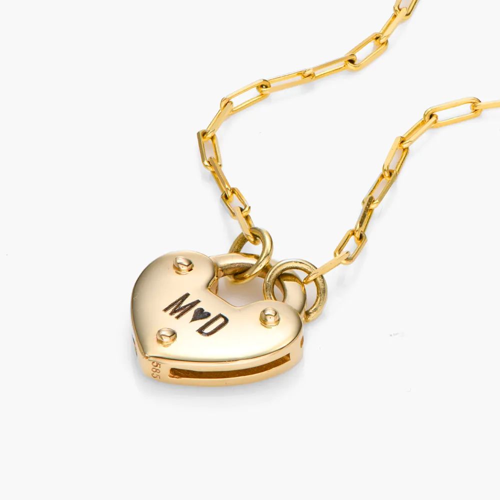 Heart Charm Lock Necklace - 14k Solid Gold | Oak & Luna (US)