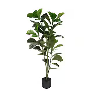 NATURAE DECOR Artificial 47 in. Fiddle Leaf Indoor and Outdoor Plants OUT-FIDDLE-47BC - The Home ... | The Home Depot