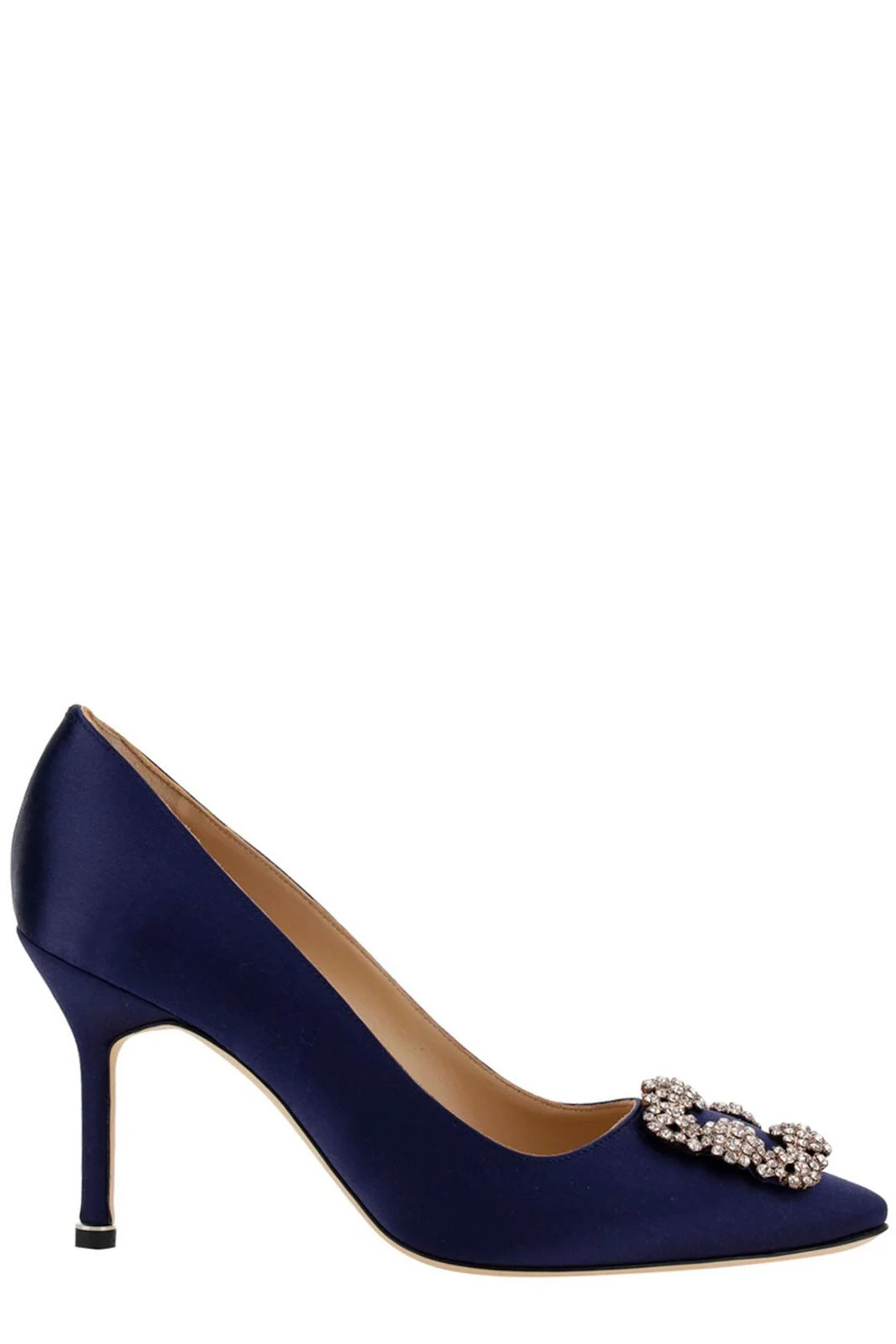 Manolo Blahnik Hangisi Satin Buckle Embellished Pumps | Cettire Global