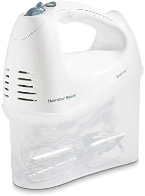 Hamilton Beach 6-Speed Electric Hand Mixer, Beaters and Whisk, with Snap-On Storage Case, White | Amazon (US)