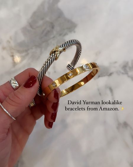 Gold one is a Cartier lookalike and the silver cuff is a David Yurman lookalike. Both are such nice quality and the price is sooooo affordable!!!

#LTKfindsunder50 #LTKstyletip