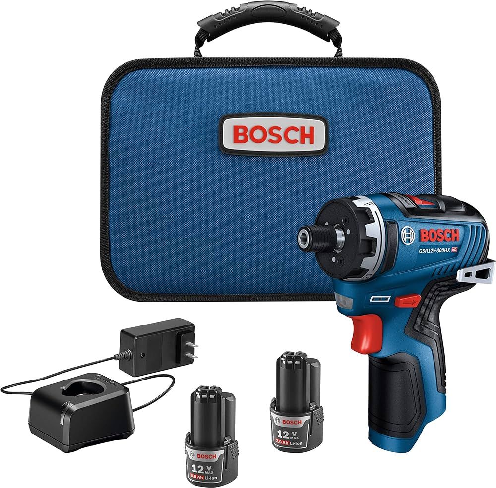 BOSCH GSR12V-300HXB22 12V Max Brushless 1/4 In. Hex Two-Speed Screwdriver Kit with (2) 2.0 Ah Bat... | Amazon (US)
