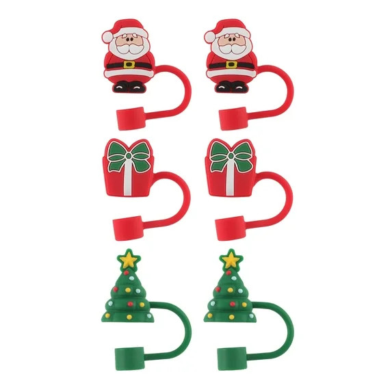 Cook With Color 6-Piece Silicone Holiday Straw Toppers – Santa, Present & Christmas Tree Design... | Walmart (US)
