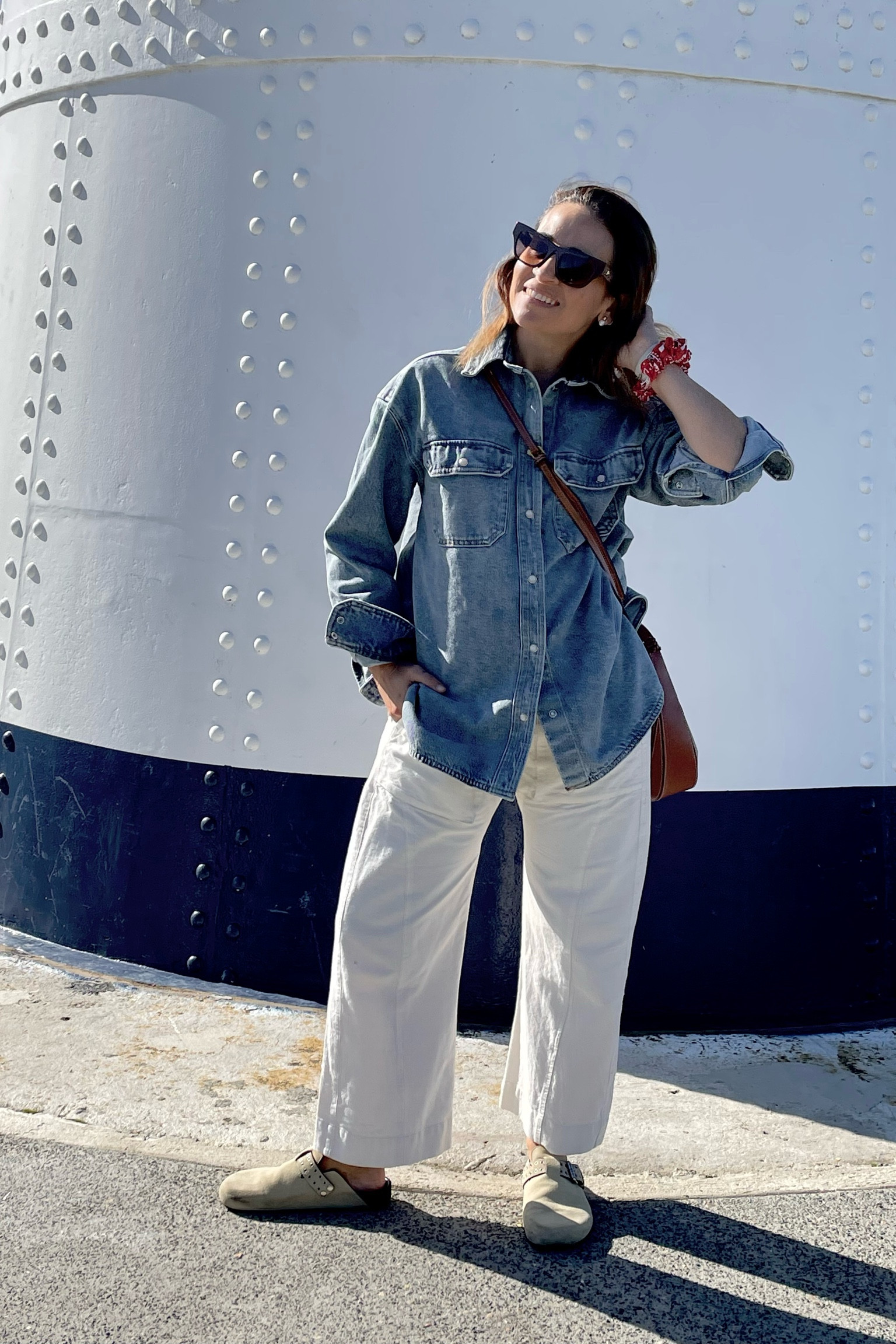 Blue and White. Shirt is oversized denim by H&M - hoping they do a restock, I got size XS, pants are old Free People from Shopbop. Shoes are Isabel Marant. 

#LTKSeasonal #LTKover40 #LTKaustralia