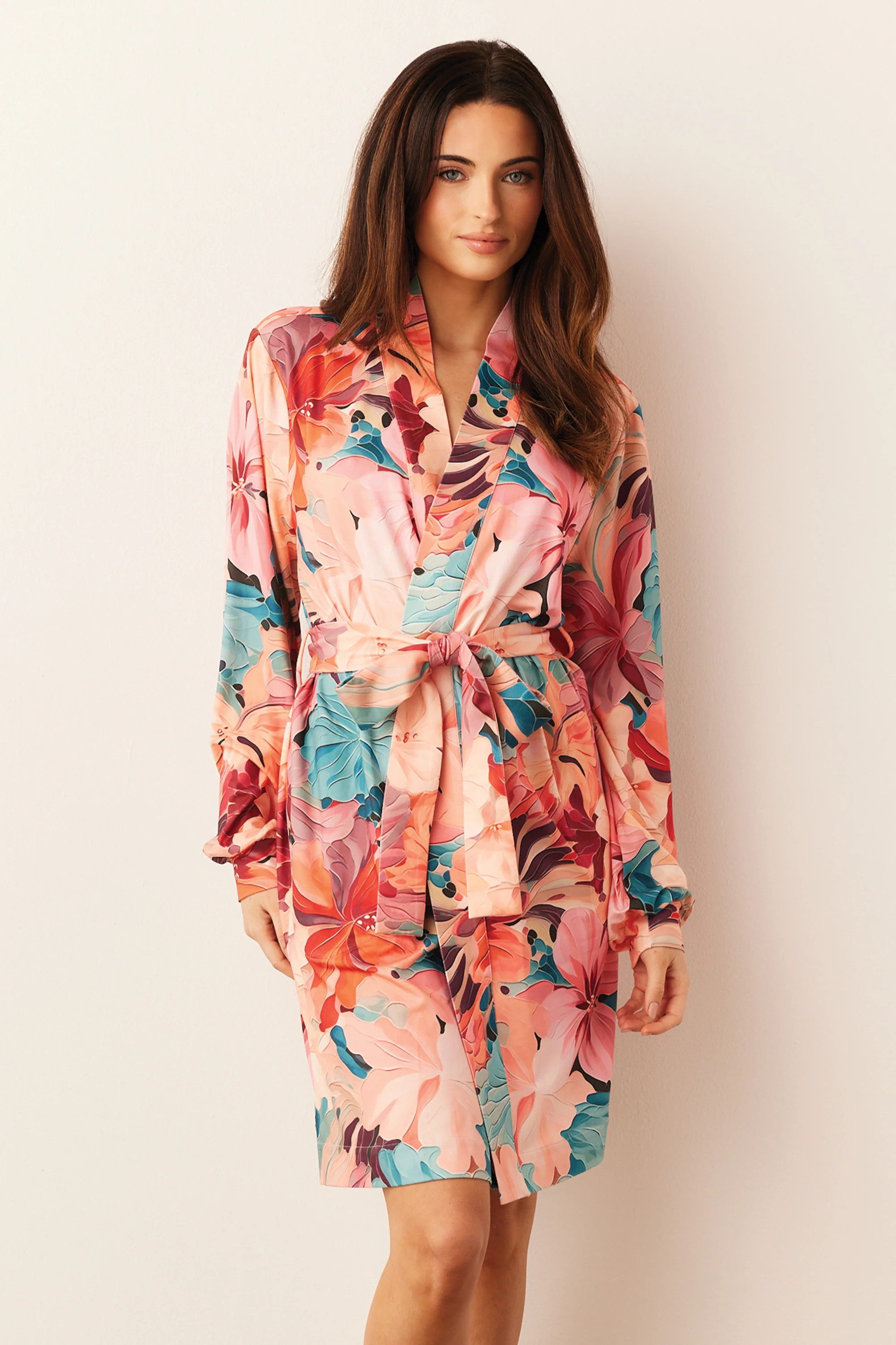 Quinn Banded Short Robe | Rio | MASONgrey