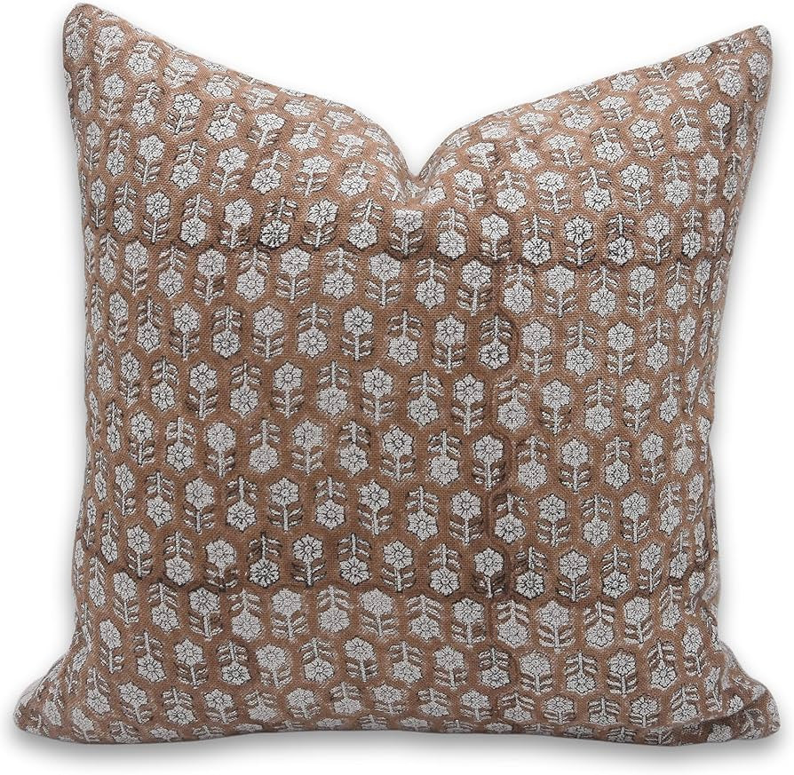 Fabritual Thick Linen Throw Pillow Cover, Outdoor Pillow with Handloom Print, Sustainable Handmad... | Amazon (US)