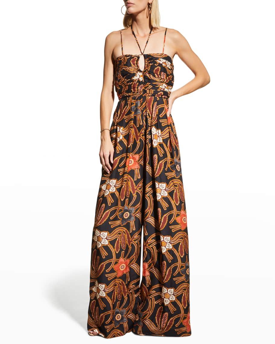 Ulla Johnson Khalida Printed Wide-Leg Jumpsuit | Neiman Marcus