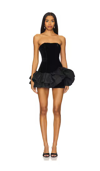 Ella Strapless Ruffle Dress in Black | Revolve Clothing (Global)