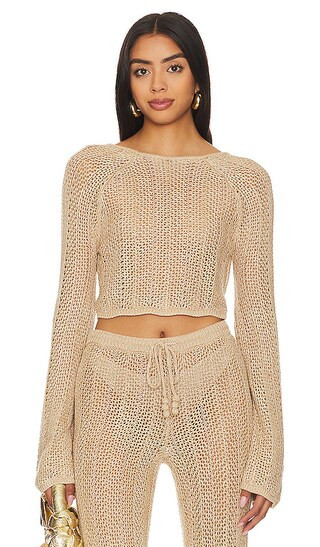 Kezia Open Stitch Sweater in Natural | Revolve Clothing (Global)