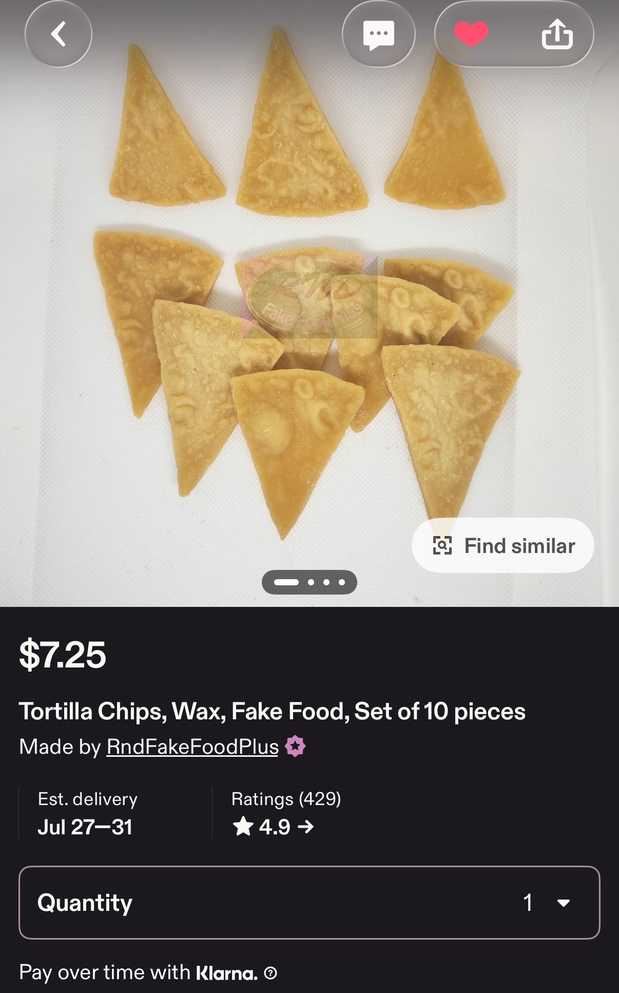 wax tortilla chips for your fake food plate wall