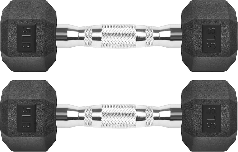 Hex Dumbbells Rubber Coated Cast Iron Hex Black Dumbbell Free Weights for Exercises | Amazon (US)