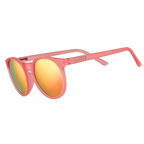 goodr Influencers Pay Double Polarized Round Sunglasses for Men & Women Small Sized (Circle G), Light Pink Translucent Frame with Pink Reflective Lenses, UV400 Protection, No Slip, No Bounce | Amazon (US)