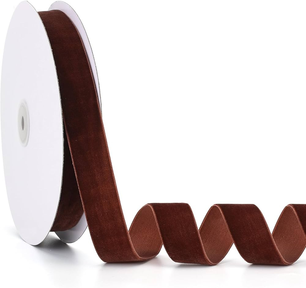 Velvet Ribbon Coffee,1 Inch x 20Yd,Perfect for Christmas Gift Wrapping,Floral Bouquets,Home Decor... | Amazon (US)