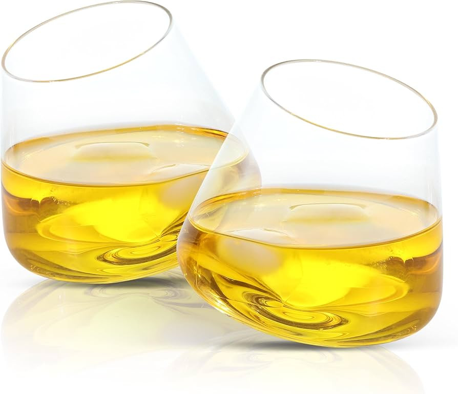 QUAFFER Tilted Whiskey Wine Glasses Tumblers Set of 2 – Naturally Aerates – No Spill Leaning ... | Amazon (US)