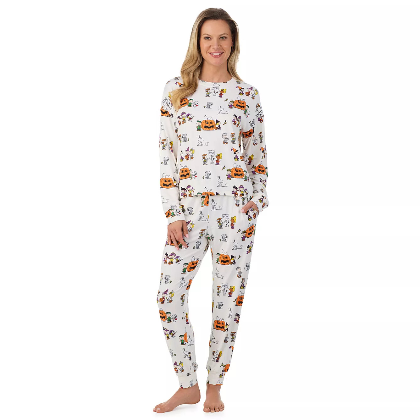 Women's Beauty Sleep Social Halloween Peanuts Pajama Top & Pajama Joggers Set | Kohl's