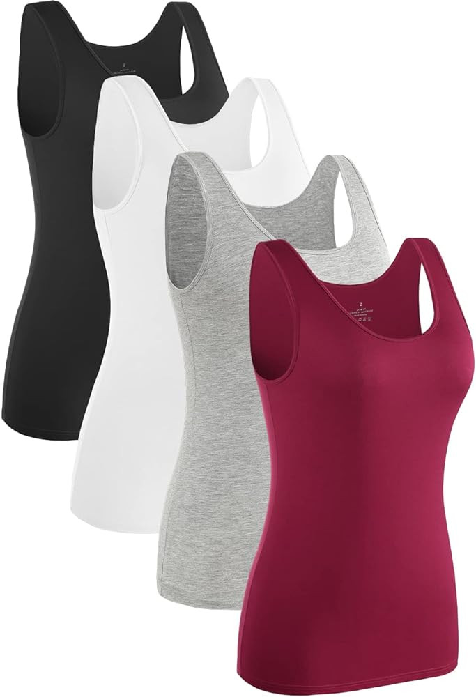 Rosyline Womens Sleeveless Tank Tops Layering Tanks Undershirt Tank Top 3-4 Pack | Amazon (US)