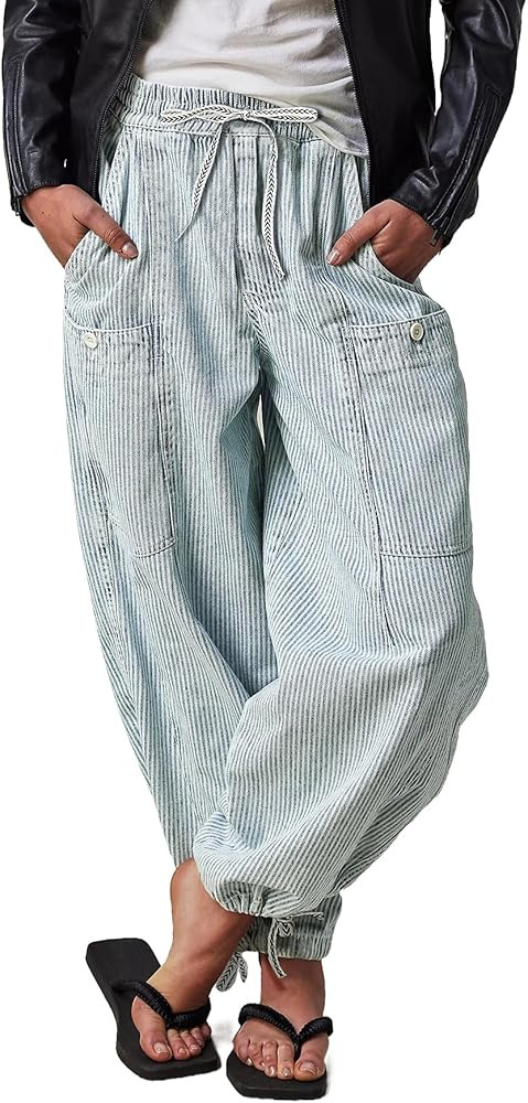 Kedera Women's Baggy Barrel Jeans Wide Leg Boyfriend Low Rise Elastic Waist Denim Pants Y2K Trous... | Amazon (US)