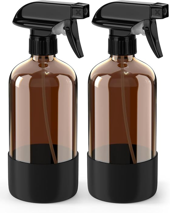 Glass Spray Bottle with Silicone Sleeve Protection, Amber Glass Spray Bottle Set for Window Clean... | Amazon (US)