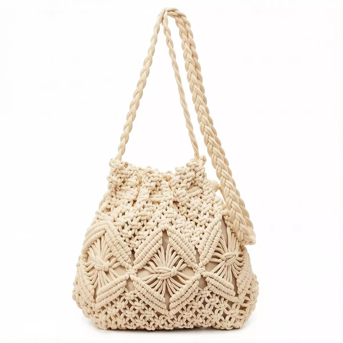Alilang Macrame Bucket Bag Knotted Rope Handbag Drawstring Shoulder Bag Textured Woven Crossbody ... | Target
