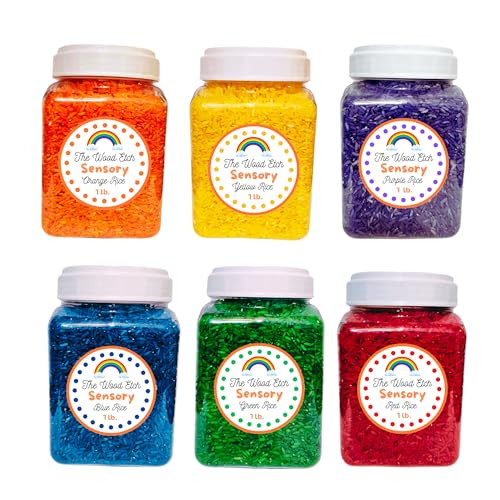 The Wood Etch - Colored Rice, Sensory Rice, Sensory Bin, Play Rice, Sensory Table Filler, Play Rice for Kids, Arts and Crafts for Kids, Toddler Sensory Toys Autism Sensory Products, Toddler Learning Toys, Sensory Bin Items, Sensory Bin Filler for Preschool, Sensory Table Accessories, (6) LBS | Amazon (US)