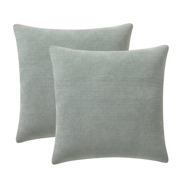 Mainstays Solid Chenille Decorative Pillow Set, Green, 18" x 18", 2 Pieces | Walmart (US)