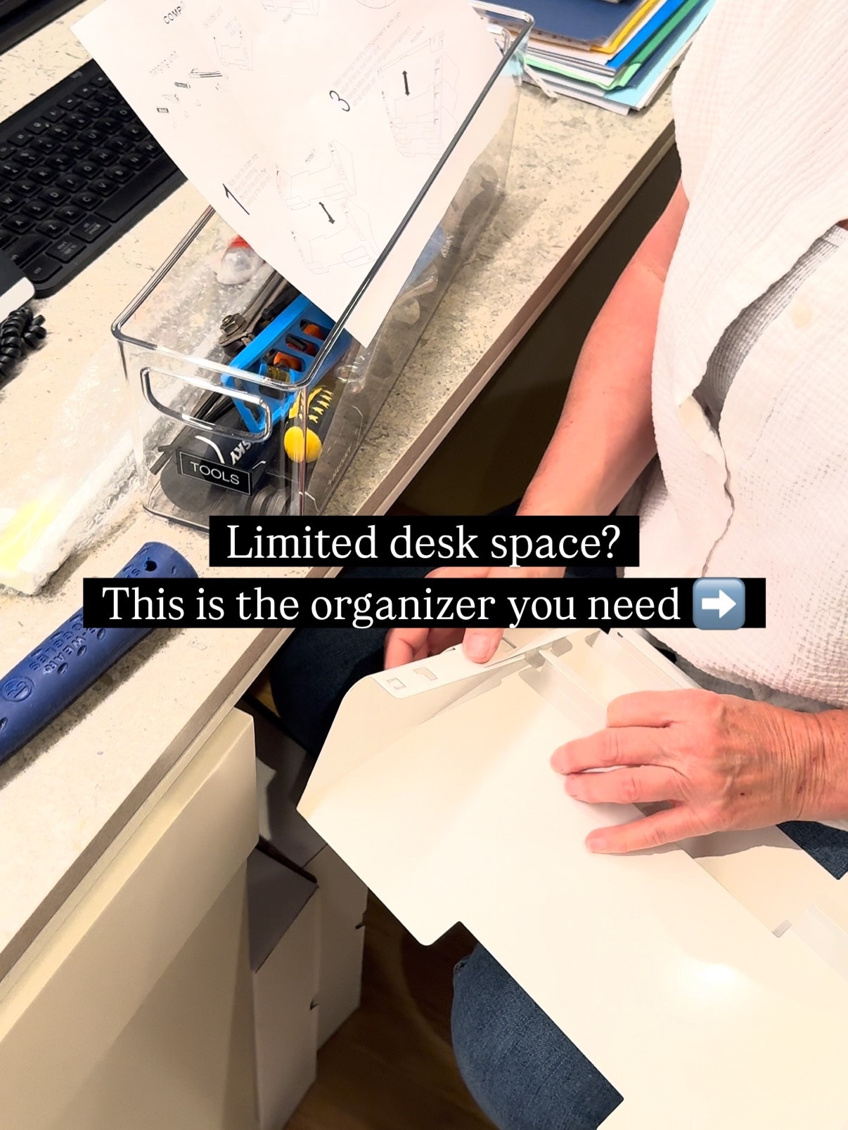 Limited desk space? time to go vertical! This organizer is sleek, hides clutter, and is easy to hang. We are linking for you below ⬇️
