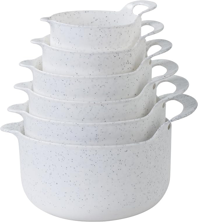 COOK WITH COLOR Nesting Plastic Mixing Bowl Set with Pour Spouts and Handles, Speckled White, 6 P... | Amazon (US)