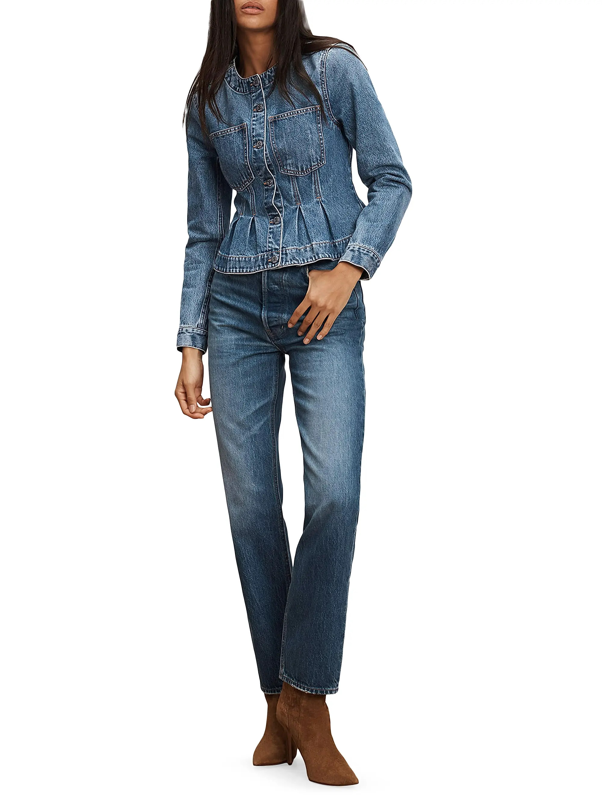 Veronica Beard Zahara Denim Peplum Jacket | Saks Fifth Avenue | Saks Fifth Avenue