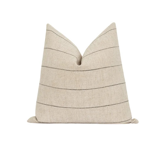 DOUBLE SIDED Neutral Stripe Pillow Cove Dark Sand and Black | Etsy | Etsy (US)