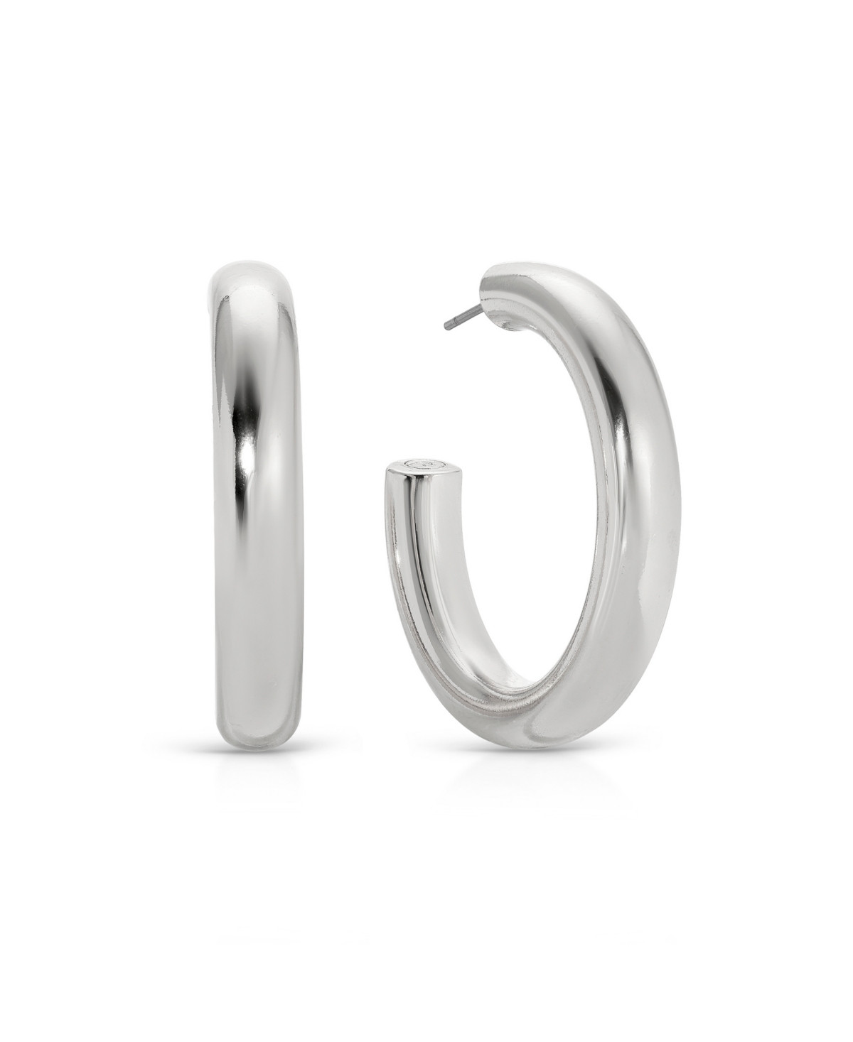 Ettika Medium Thick Classic Hoop Earrings - Rhodium | Macy's