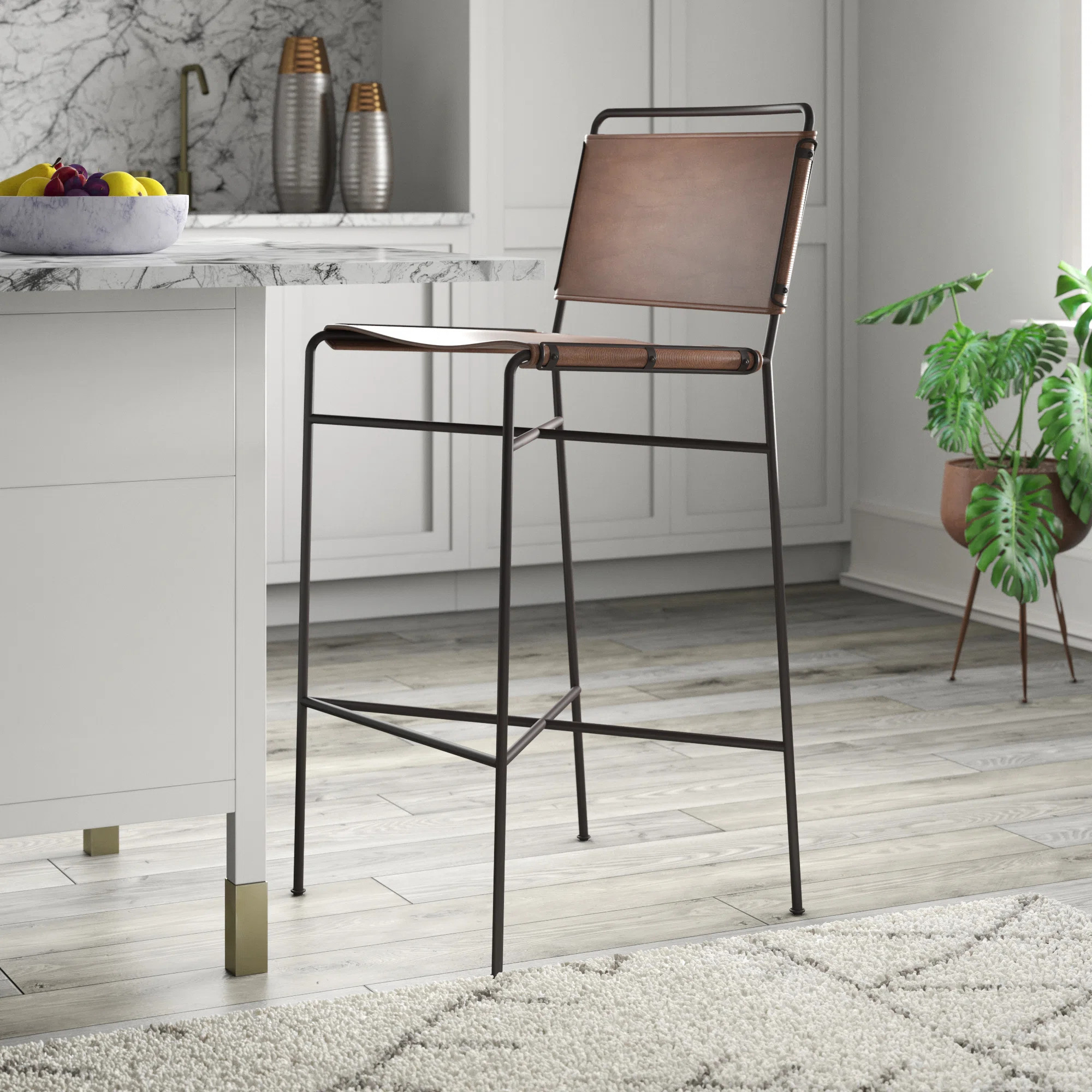 Stoehr Upholstered Counter Stool with Metal Frame | Wayfair North America