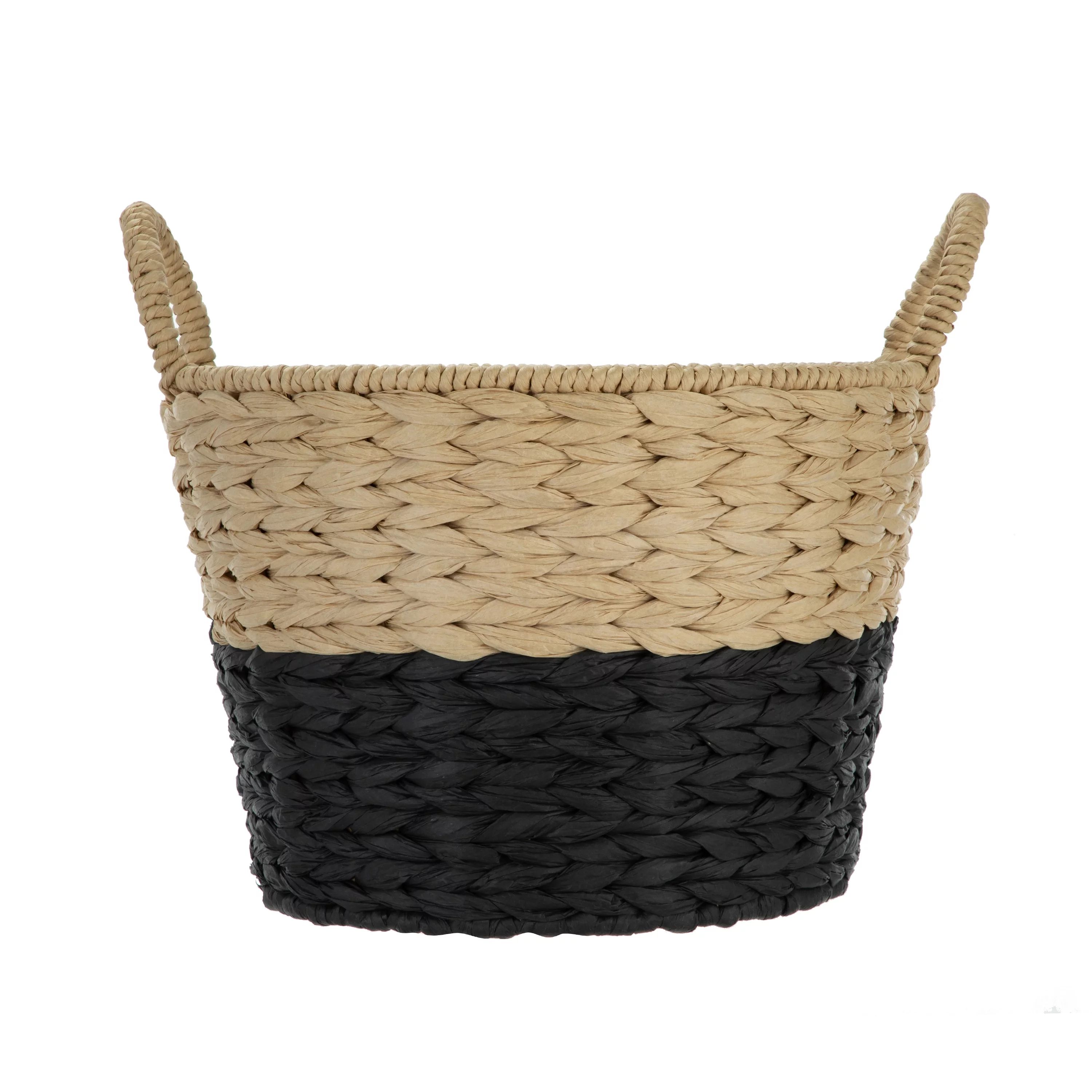 Black & Tan Braided Paper Rope Christmas Storage Basket, 9.65 in, by Holiday Time | Walmart (US)