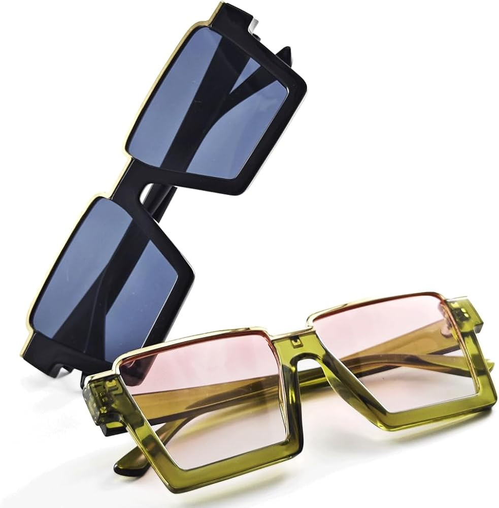 Oversized Square Blue Light Glasses for Women, Large Semi Rimless Thick Frame Reading Blocker LA0... | Amazon (US)