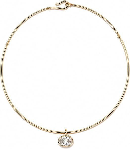 18k Gold Oval Bezel Collar Charm Necklace and Charms | Choker Pendant Necklace & Add On Charms | Amazon (US)