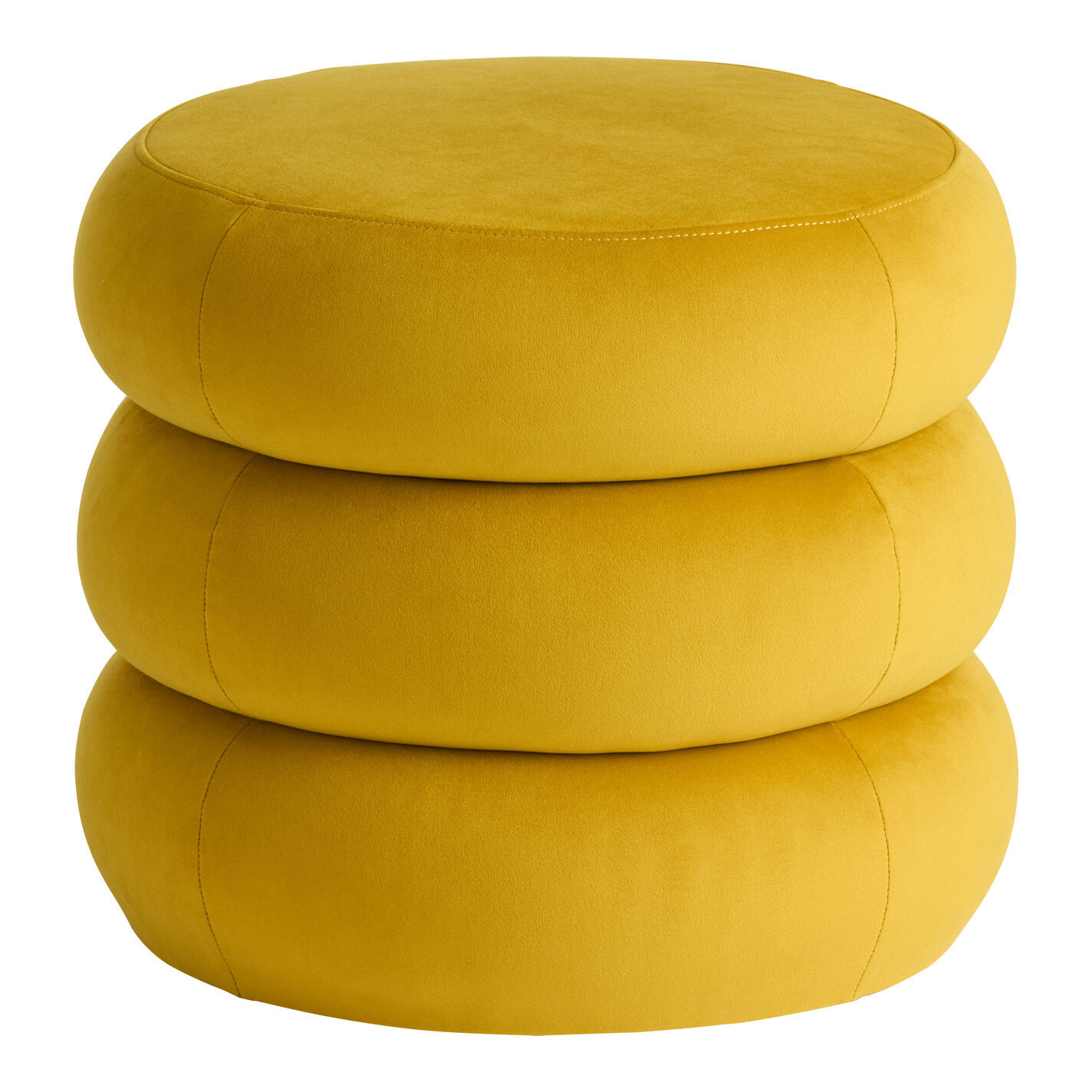 Farrow Round Velvet Tiered Upholstered Storage Ottoman - World Market | World Market