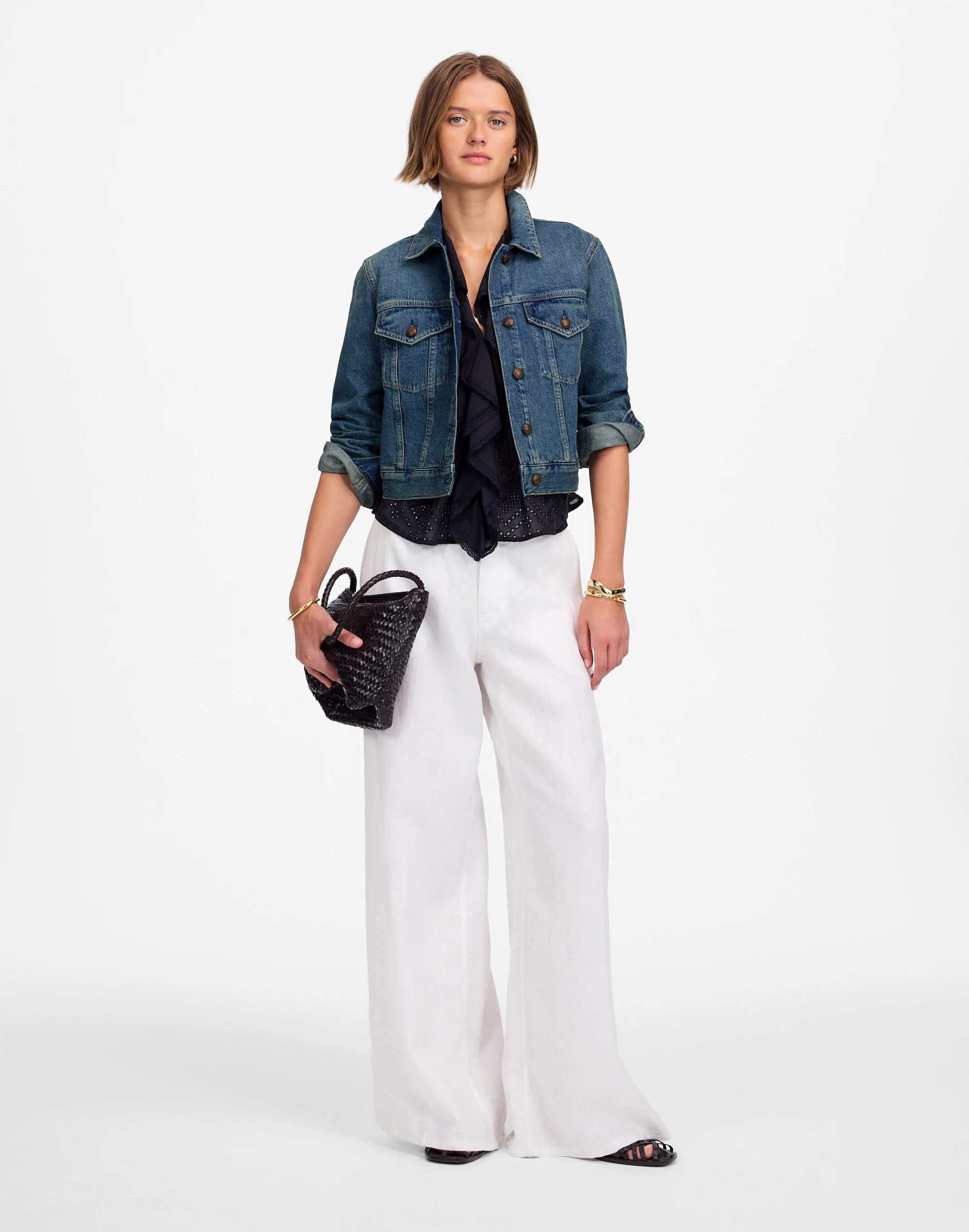 Crop Denim Trucker Jacket in Croswell Wash | Madewell