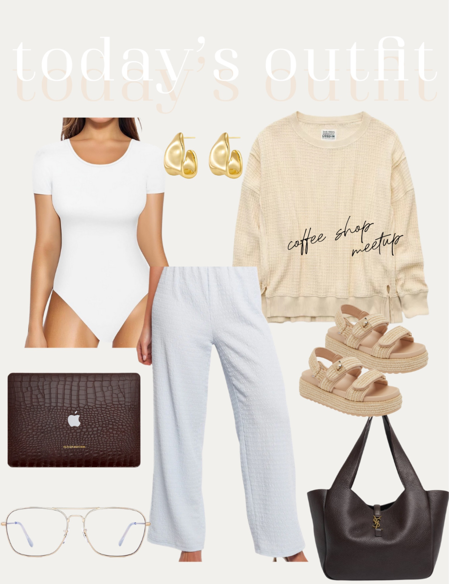 Casual outfit idea! Pants are part of a set, but so so comfy! Wearing mediums in all and the shoes run TTS