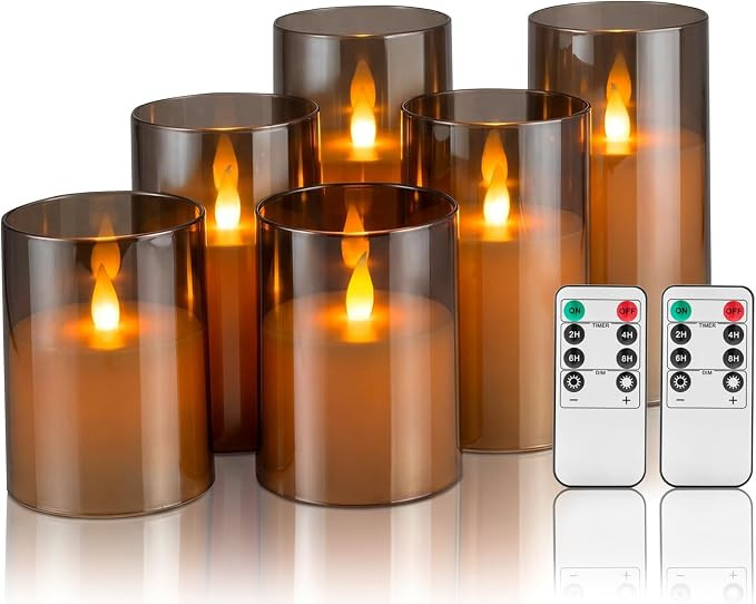 Artmarry Flameless Candles with Moving Climbing Flame, 6-Pack 4" 5" 6" H LED Pillar Candles, 8-Ke... | Amazon (US)