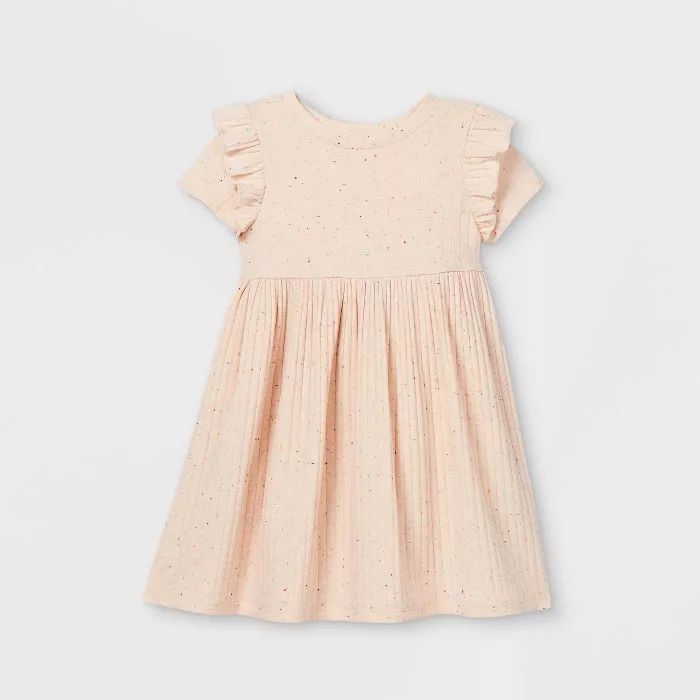 Toddler Girls' Textured Rib Short Sleeve Dress - Cat & Jack™ Cream | Target