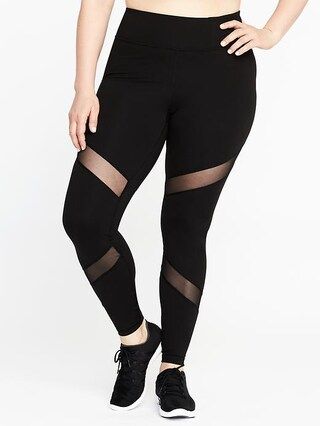 High-Rise Elevate Mesh-Panel Compression Plus-Size Leggings | Old Navy US