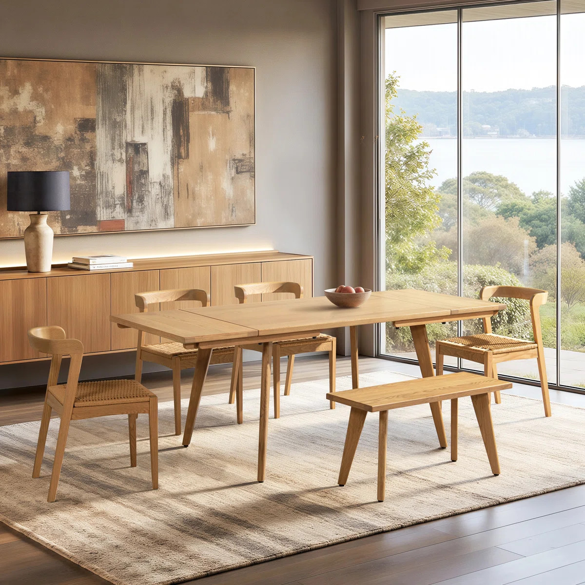 Capri Solid Oak Wood 6-Piece Extendable Leaf Dining Set | Wayfair North America