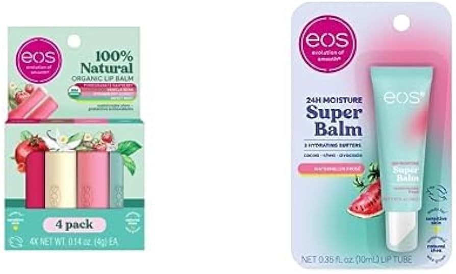 Bundle of eos 100% Organic Lip Balm Sticks + eos 24H Moisture Super Balm- Watermelon Frosé | Amazon (US)