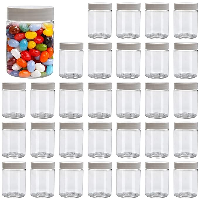 Woaiwo-q Plastic Jar with Lid, 4 oz Clear Plastic Storage Favor Jars, Empty Slime Containers with... | Amazon (US)