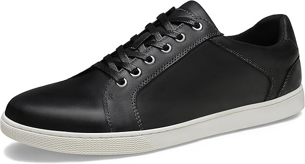 Jousen Men's Sneakers Leather Casual Shoes for Men Business Lace Up Dress Sneaker Mens Shoe | Amazon (US)
