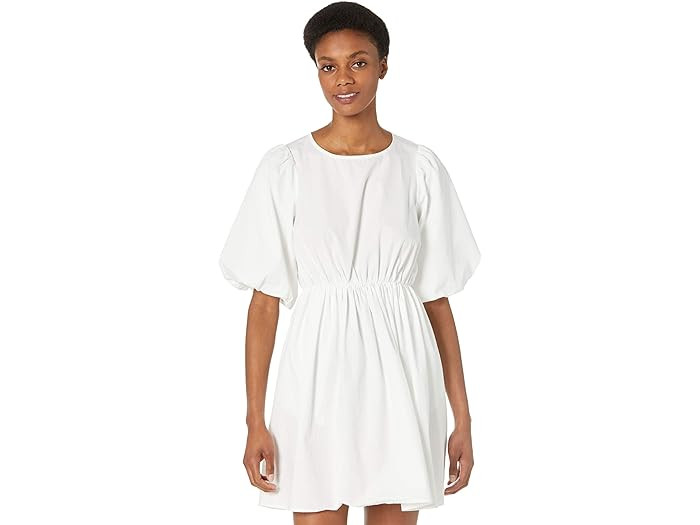 Poplin Puff Sleeve Tie-Waisted Mini Dress | Zappos