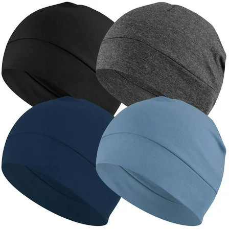 EINSKEY Cotton Skull Cap 4pcs Thin Cancer Chemo Hat Beanies for Men Women 2 Blue,Black,Grey | Walmart (US)