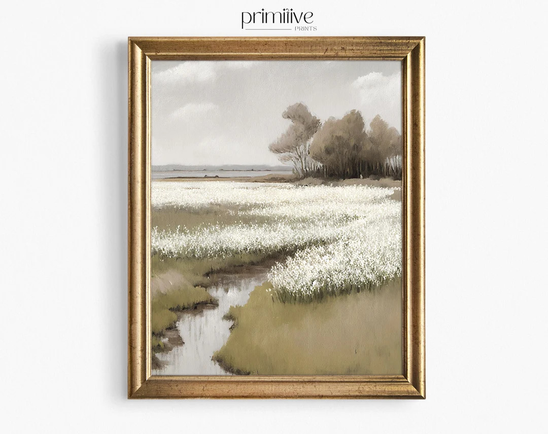 Landscape Print | Greenery PRINTABLE Wall Art | Summer Countryside Wildflowers Decor | Muted Tone... | Etsy (US)