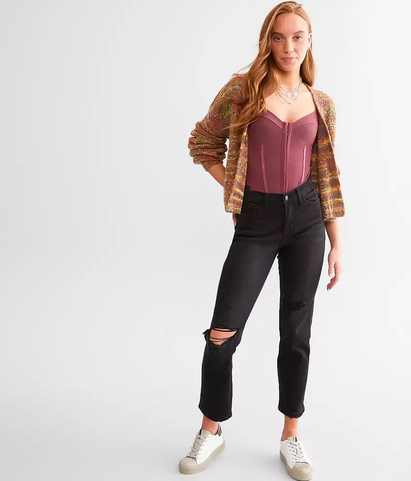 High Rise Cropped Straight Stretch Jean | Buckle