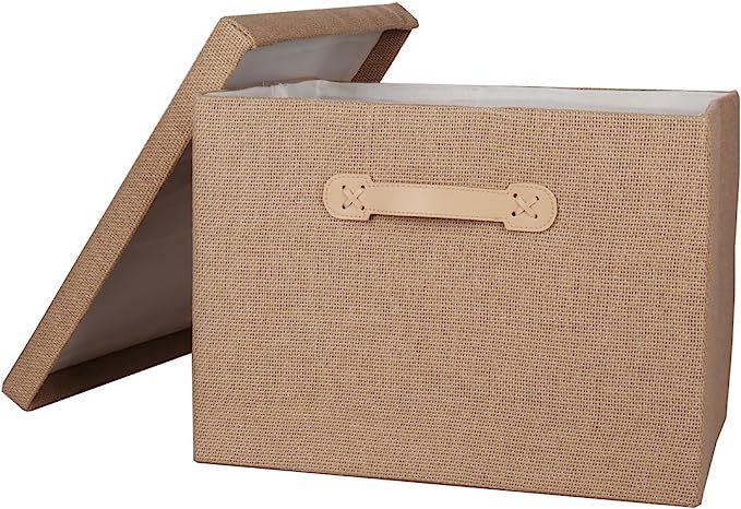 TheWarmHome Beige Decorative Storage Box with Lid Memory Box Organizer Bins with Lids/Baskets for... | Amazon (US)